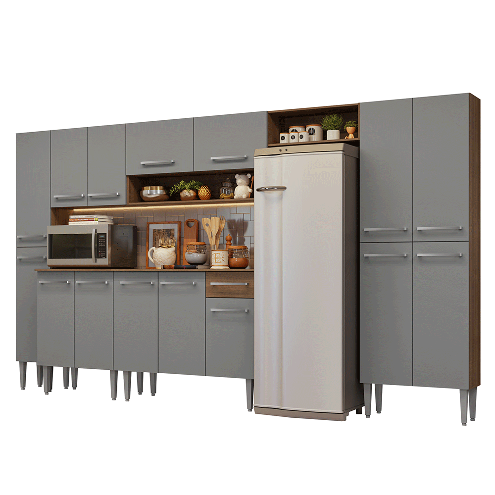 Cocina Compacta 325 cm Emilly Marrón/Gris 07