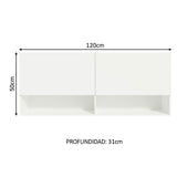Alacena Cocina 120 cm 2 Puertas 2 Nichos Blanco para Cocina Madesa