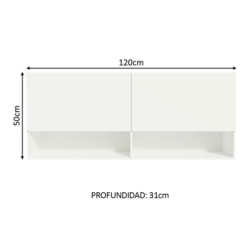 Alacena 120 cm 2 Puertas 2 Nichos Blanco Madesa
