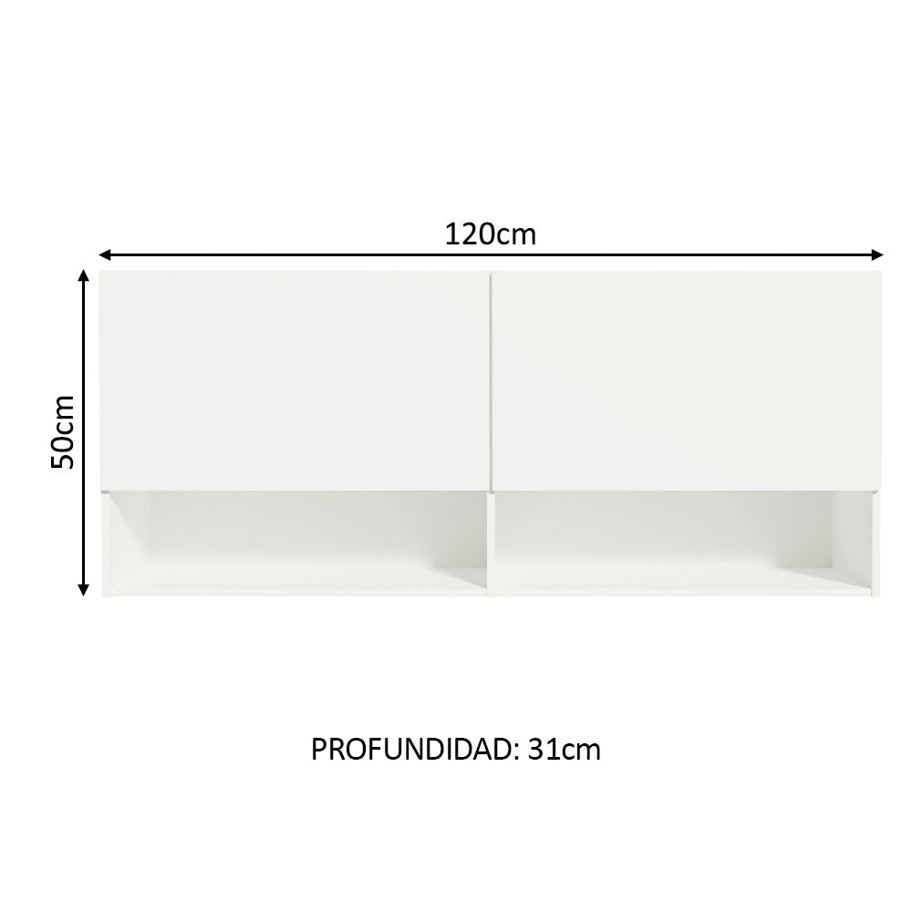 Alacena 120 cm 2 Puetas 2 Nichos Blanco para Lavadero Madesa