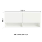 Alacena 120 cm 2 Puetas 2 Nichos Blanco para Lavadero Madesa
