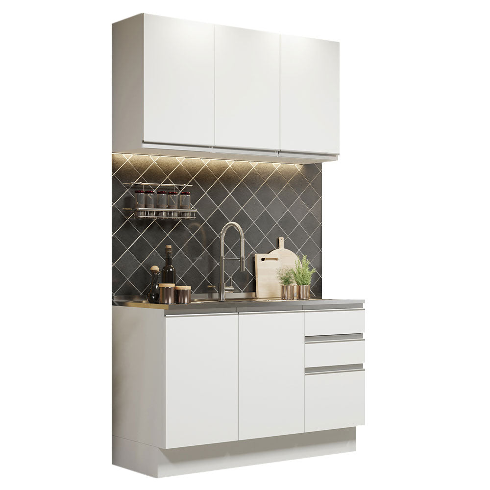 Combo de Cocina Madesa Glamy Sin Bacha de acero inoxidable 120 Cm Blanco 01