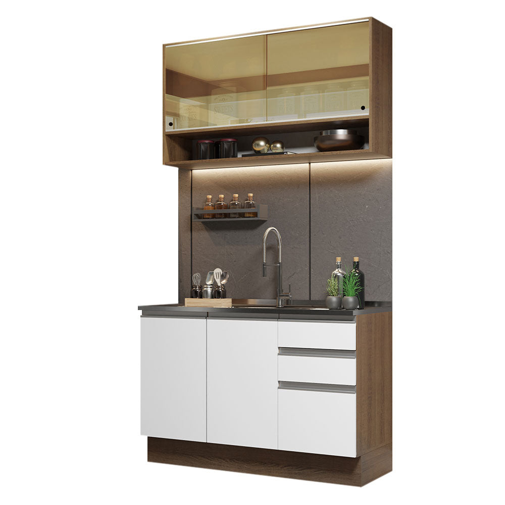 Combo de Cocina 120cm Marrón/Blanco Glamy Madesa 02