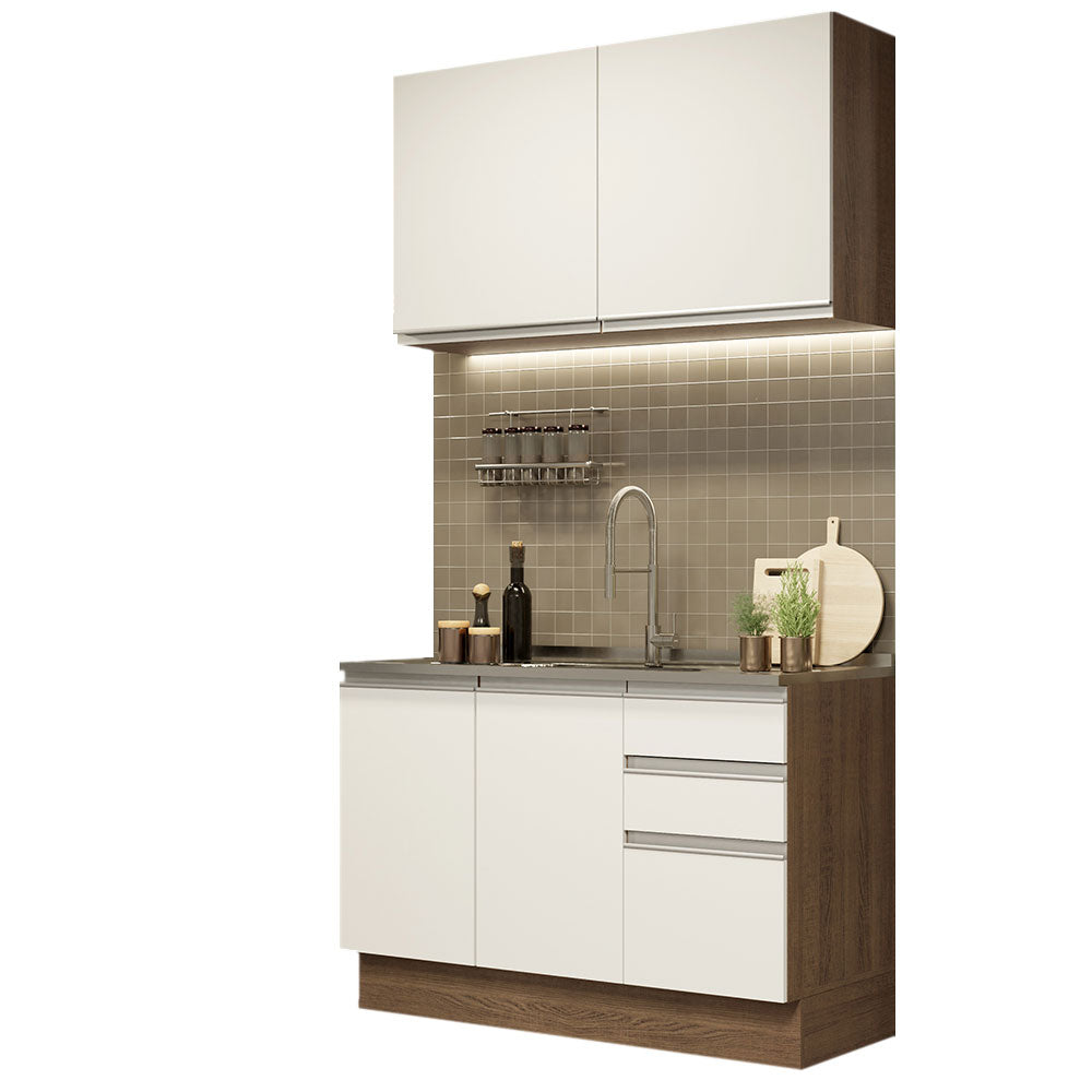 Combo de Cocina 120cm Glamy Madesa 03 Marrón/Blanco