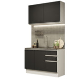 Combo de Cocina 120cm Glamy Madesa 03 Blanco/Negro