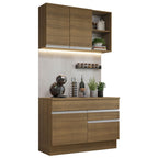 Cocina Compacta 120 cm 3 Puertas 2 Cajones Marrón Glamy Madesa