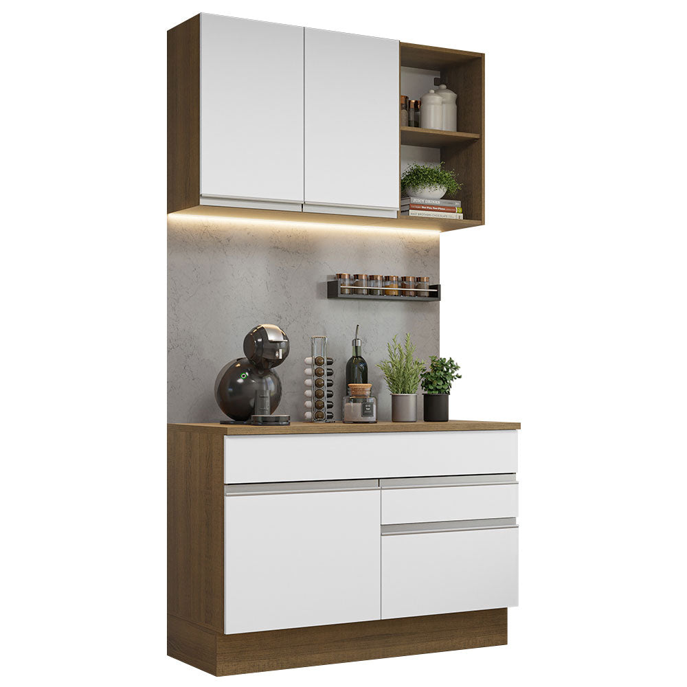 Combo de Cocina 120cm Marrón/Blanco Glamy Madesa 08