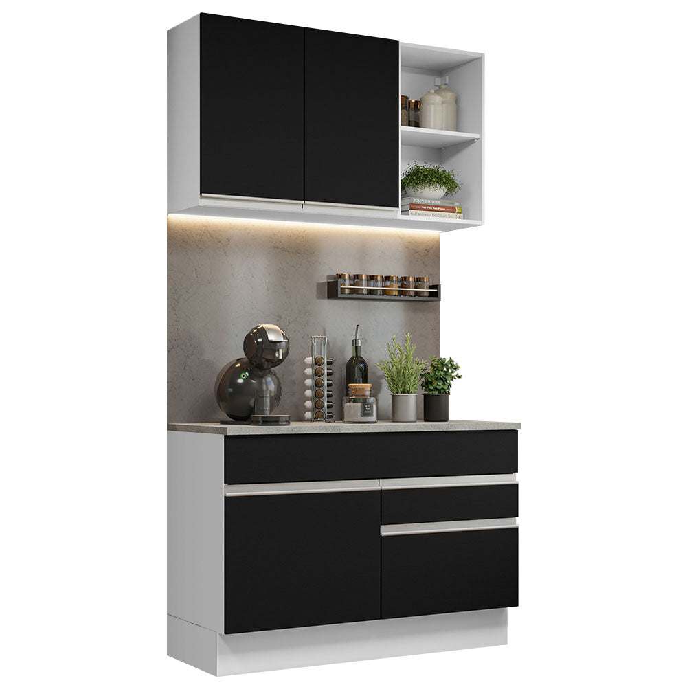 Combo de Cocina 120cm Glamy Madesa 08 Blanco/Negro
