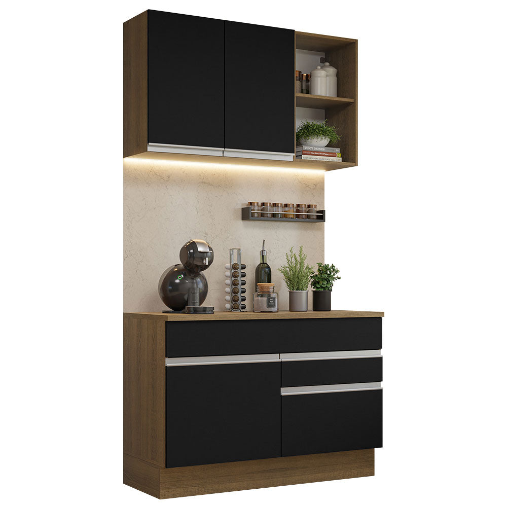 Combo de Cocina 120cm Glamy Madesa 08 Marrón/Negro