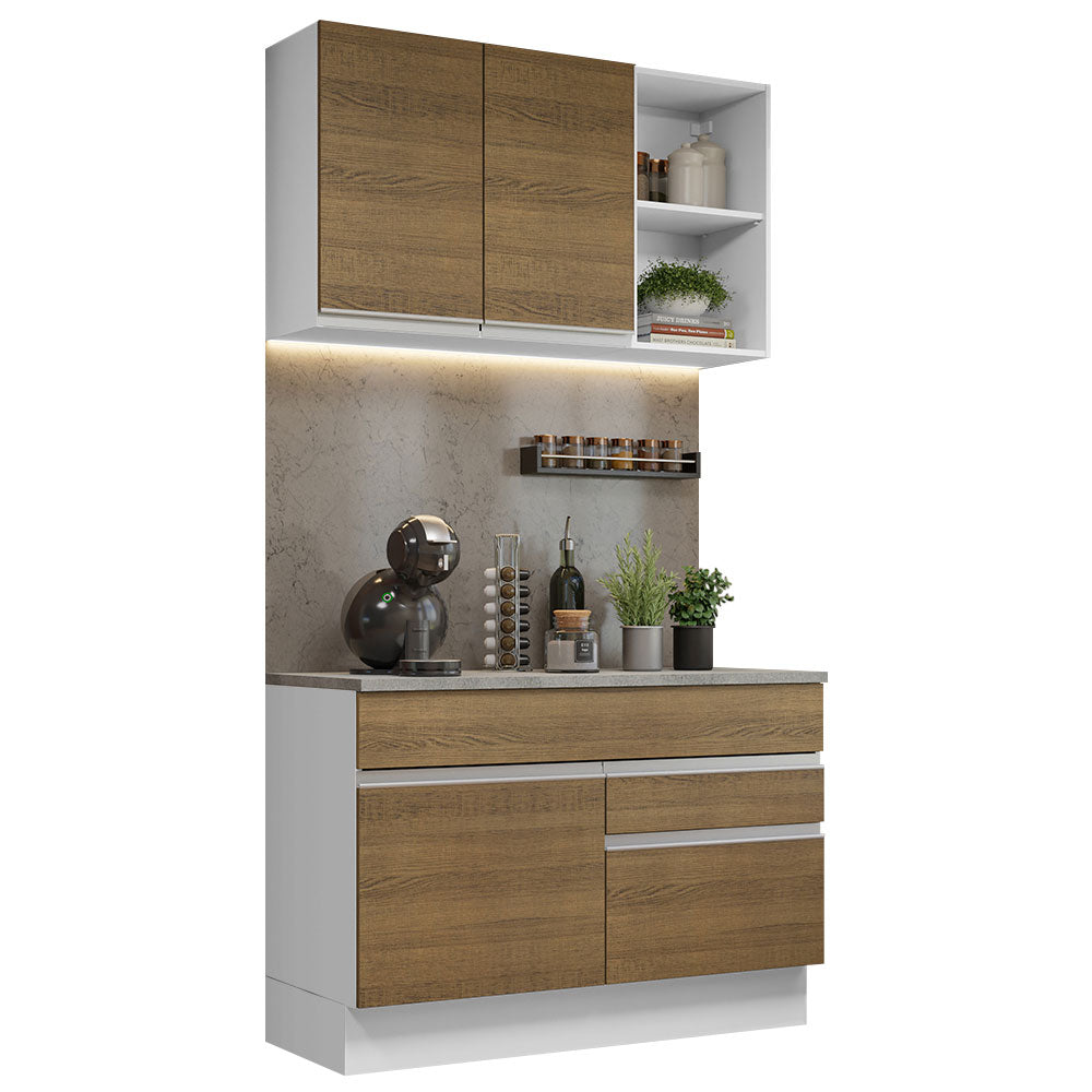 Combo de Cocina 120cm Glamy Madesa 08 Blanco/Marrón