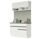 Kit Lavadero 120 cm con Alacena y Bajo Mesada Blanco Madesa 01
