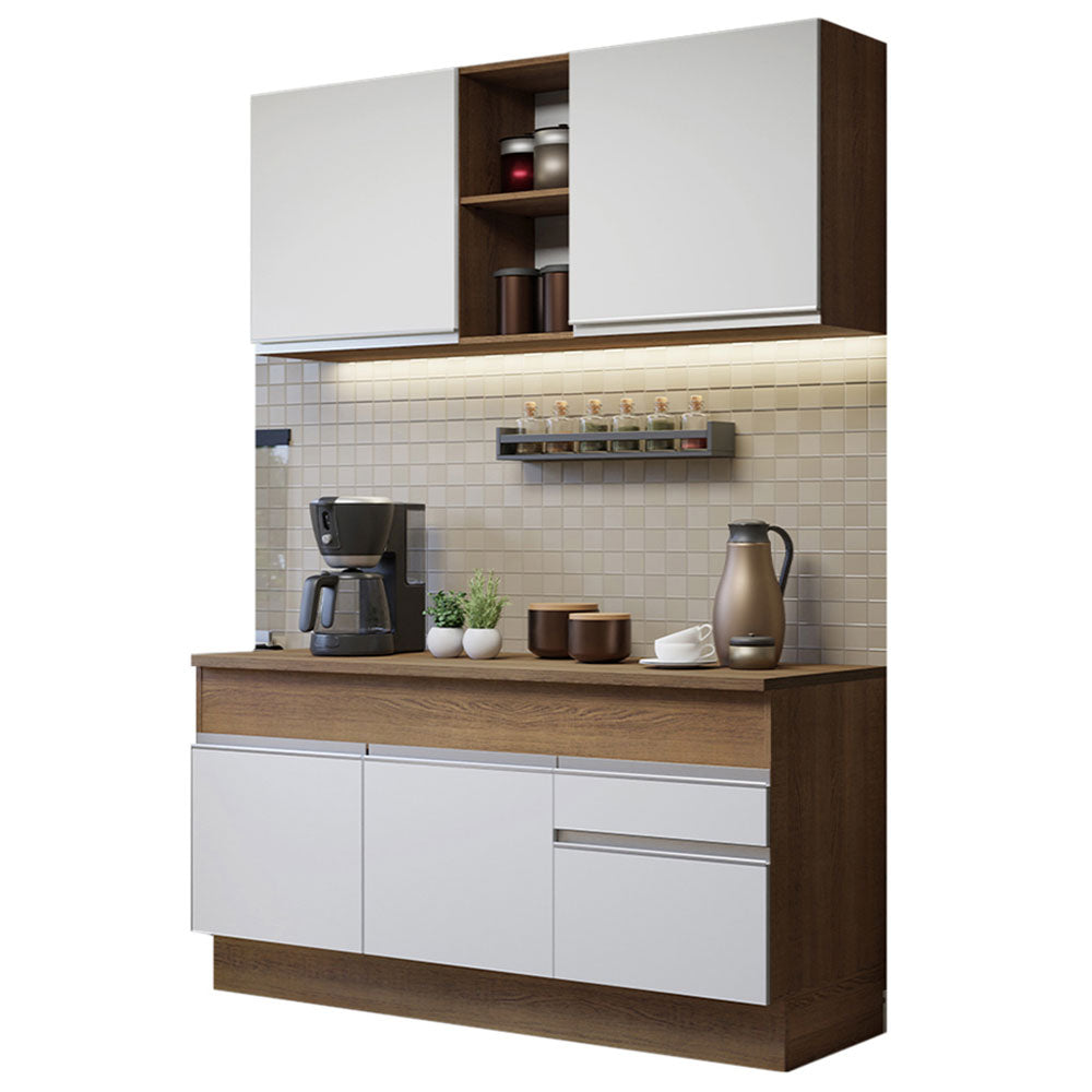Combo de Cocina 150cm Marrón/Blanco Glamy Madesa 01
