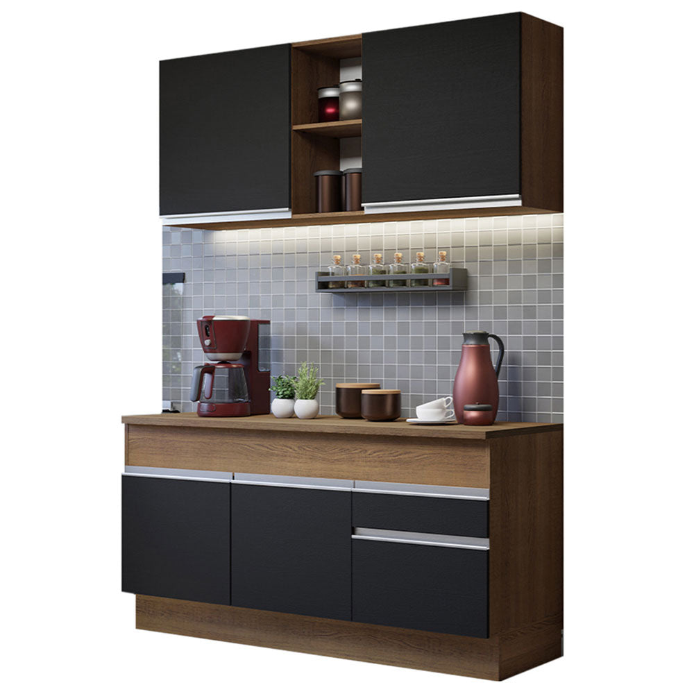 Combo de Cocina 150cm Glamy Madesa 01 Marrón/Negro