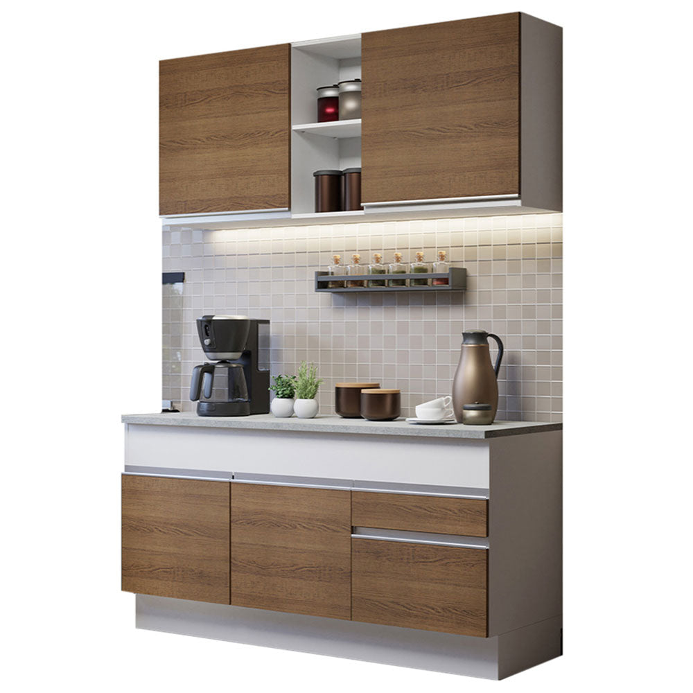 Combo de Cocina 150cm Glamy Madesa 01 Blanco/Marrón