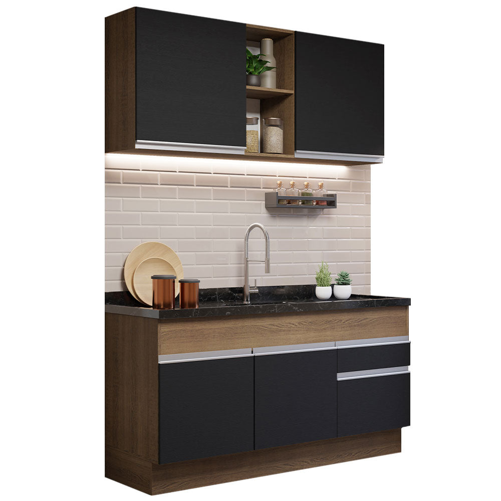 Combo de Cocina 150cm Madesa Glamy Marrón/Negro 02