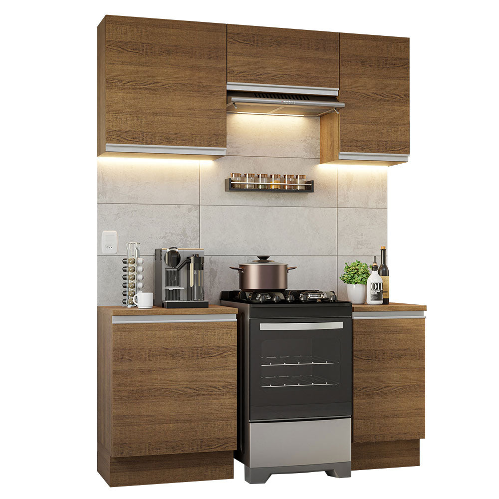Cocina Compacta 160 cm 5 Puertas Marrón Glamy Madesa