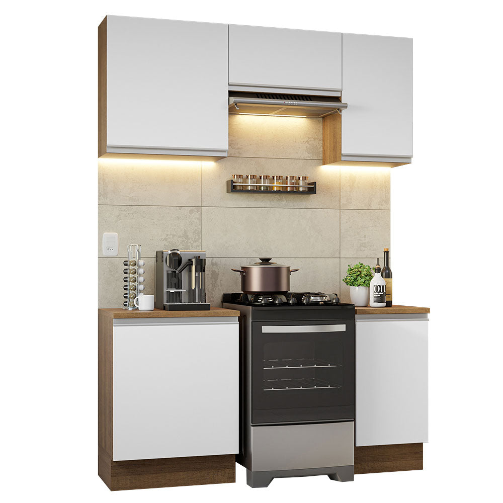 Combo de Cocina 160cm Marrón/Blanco Glamy Madesa 07