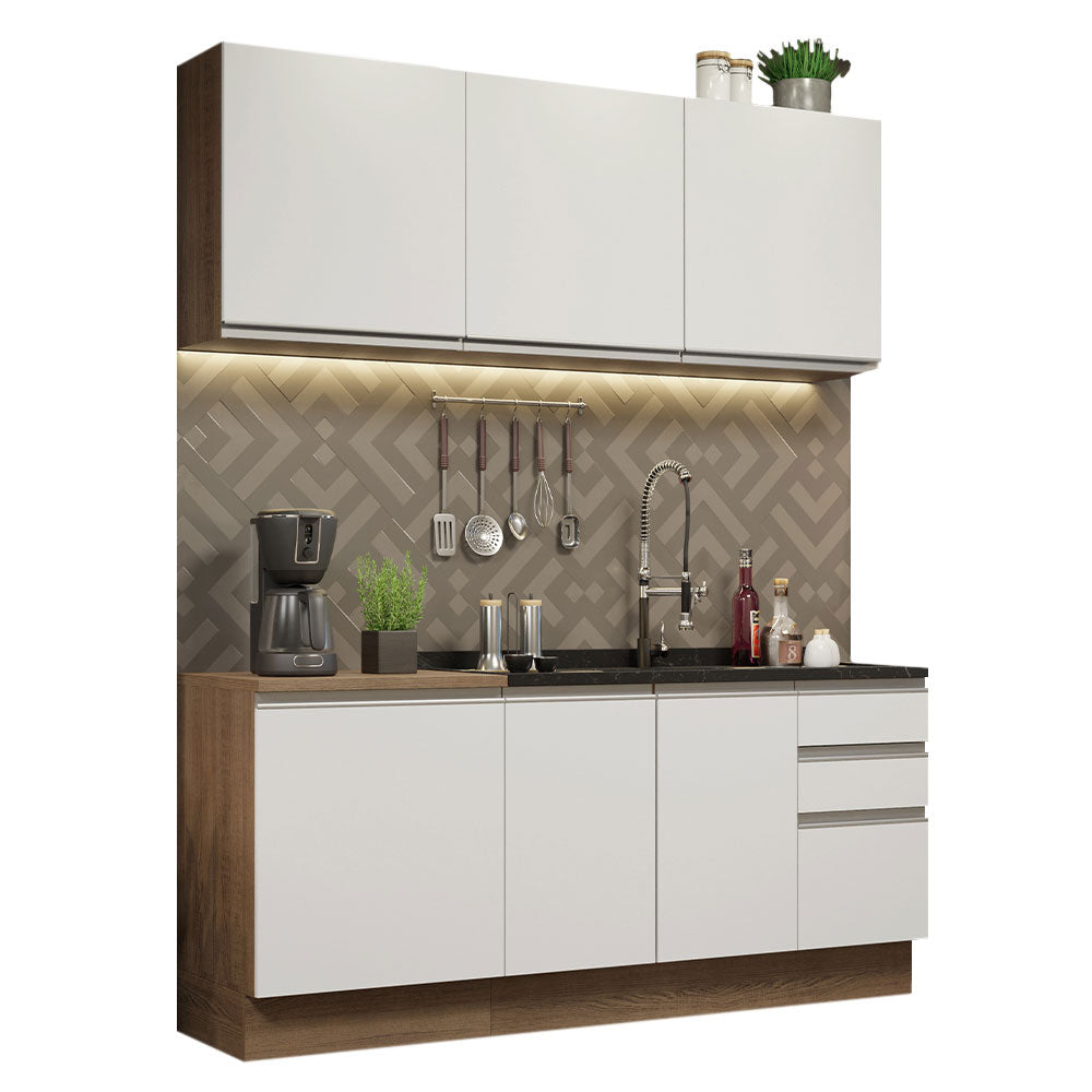 Combo de Cocina 180cm Marrón/Blanco Glamy Madesa 05