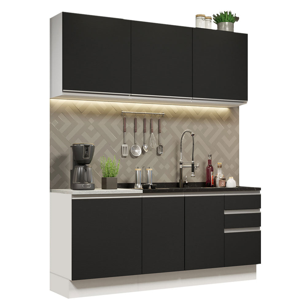 Combo de Cocina 180cm Madesa Glamy Blanco/Negro 05