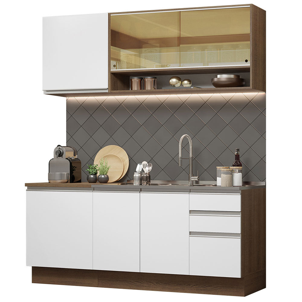 Combo de Cocina 180cm Marrón/Blanco Glamy Madesa 06