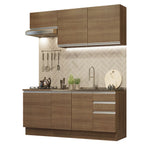 Cocina Compacta 180 cm 6 Puertas 3 Cajones Sin Mesada Marrón Glamy Madesa 07