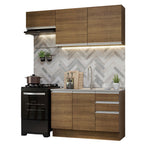 Cocina Compacta 180 cm 5 Puertas 3 Cajones Sin Mesada Marrón Glamy Madesa