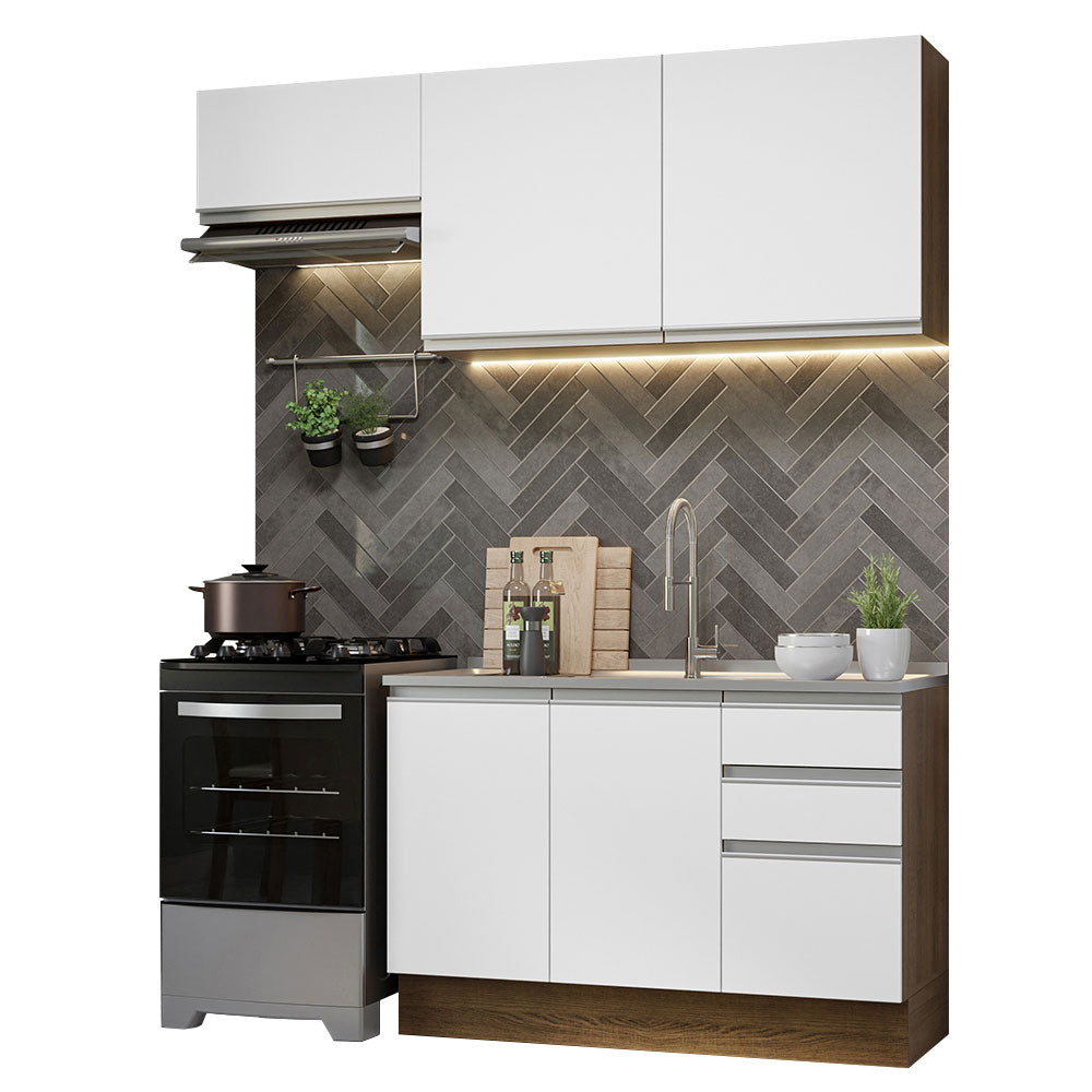 Combo completo de Cocina 180cm Marrón/Blanco Glamy 09
