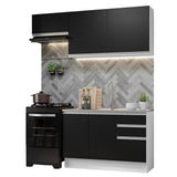 Combo de Cocina Compacta 180cm Blanco/Negro Glamy Madesa 09