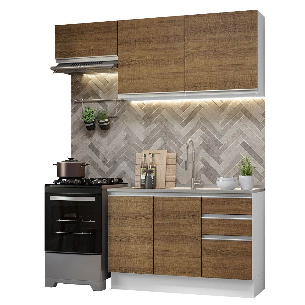 Combo de Cocina 180cm Glamy Madesa 09 - Blanco/Marrón