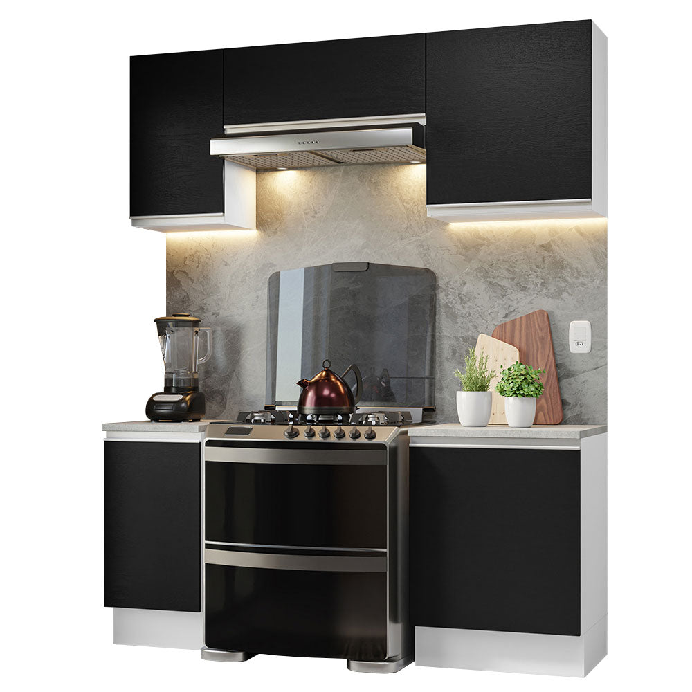 Combo de Cocina Compacta 180cm Blanco/Negro Glamy Madesa 12