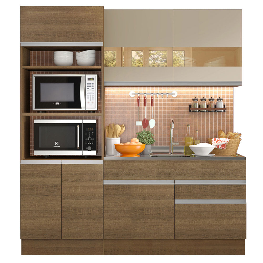 Combo de Cocina 190cm Madesa Helen Marrón/Marrón/Crema 02