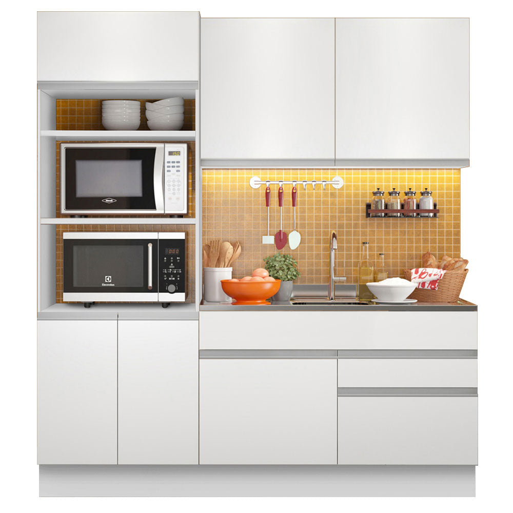 Combo de Cocina Compacta 6 Purtas 2 Cajones (Sin Mesada ni Bacha) Blanco Lívia Madesa