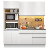 Combo de Cocina Compacta 6 Purtas 2 Cajones (Sin Mesada ni Bacha) Blanco Lívia Madesa