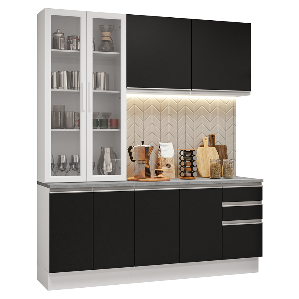 Combo completo de Cocina con Cristalero 190 cm Madesa Glamy BN 05