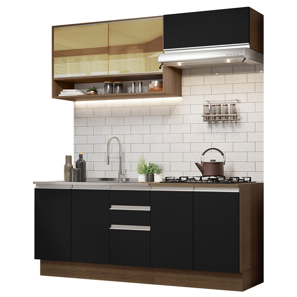 Combo de Cocina 200cm Madesa Glamy Marrón/Negro 03