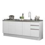 Cocina Compacta 200 cm 4 Puertas 3 Cajones Sin Mesada Blanco Glamy Madesa
