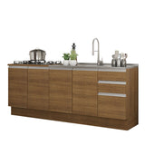 Kit con 2 Bajo Mesada de Cocina Madesa Glamy 4 Puertas y 3 Cajones (Sin Tapa Ni Bacha) Marrón