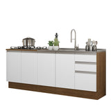 Kit con 2 Bajo Mesada de Cocina Madesa Glamy 4 Puertas y 3 Cajones (Sin Tapa Ni Bacha de acero inoxidable) Marrón/Blanco