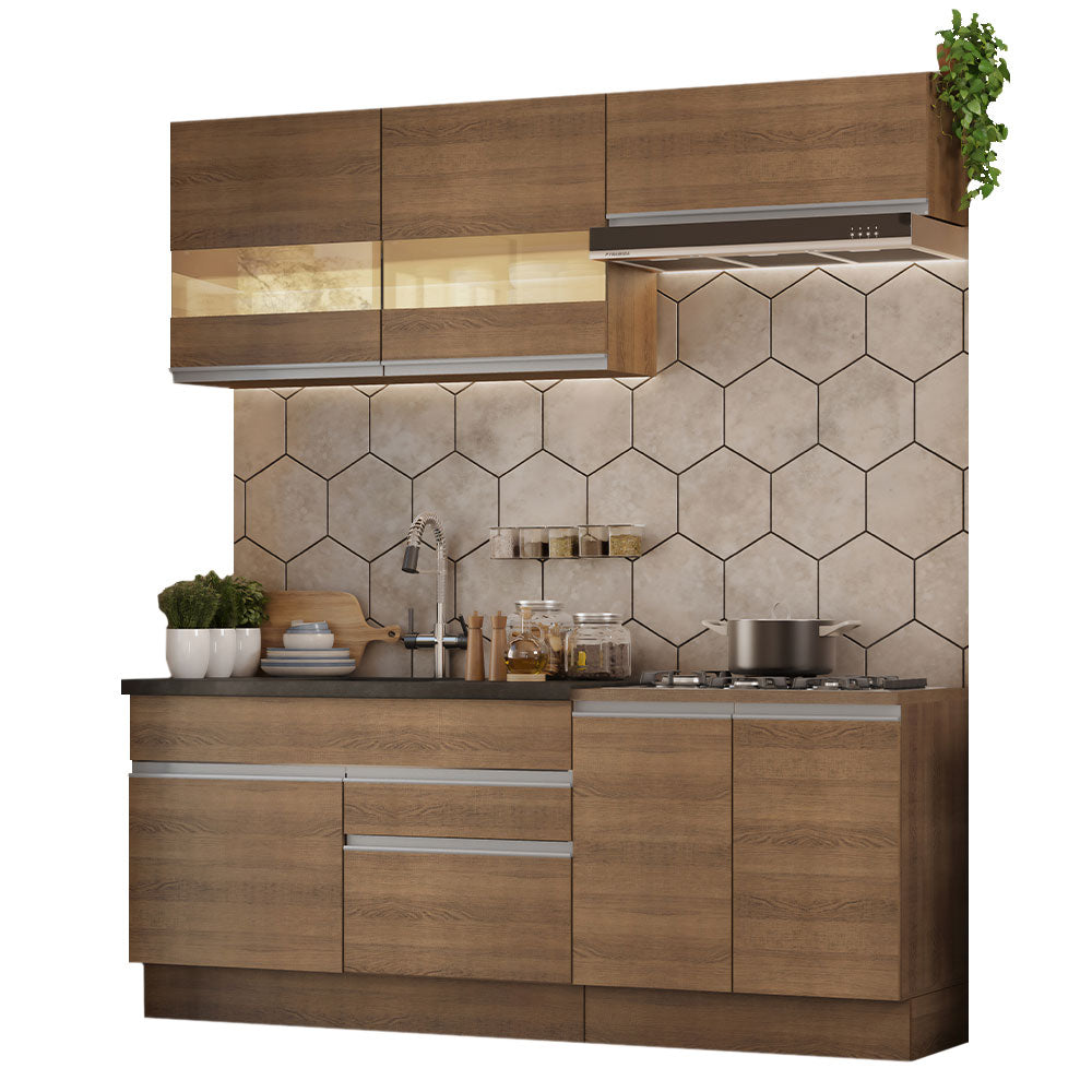Combo de Cocina 200cm Marrón Glamy Madesa 07