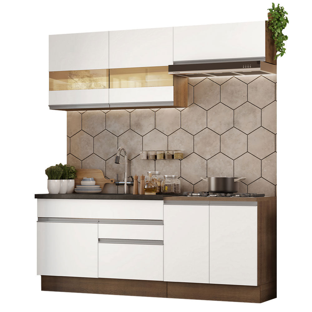Combo de Cocina 200cm Marrón/Blanco Glamy Madesa 07