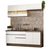 Combo de Cocina 200cm Marrón/Blanco Glamy Madesa 07