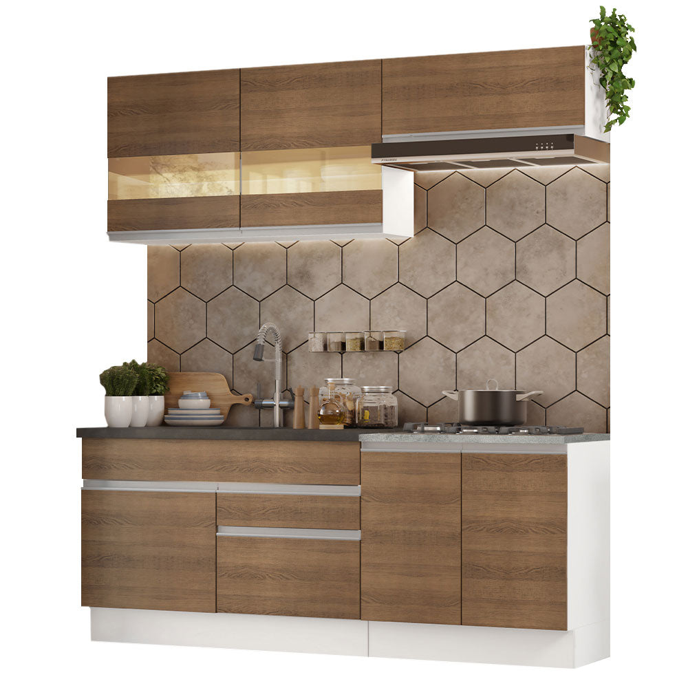 Combo de Cocina 200cm Glamy Madesa 07 - Blanco