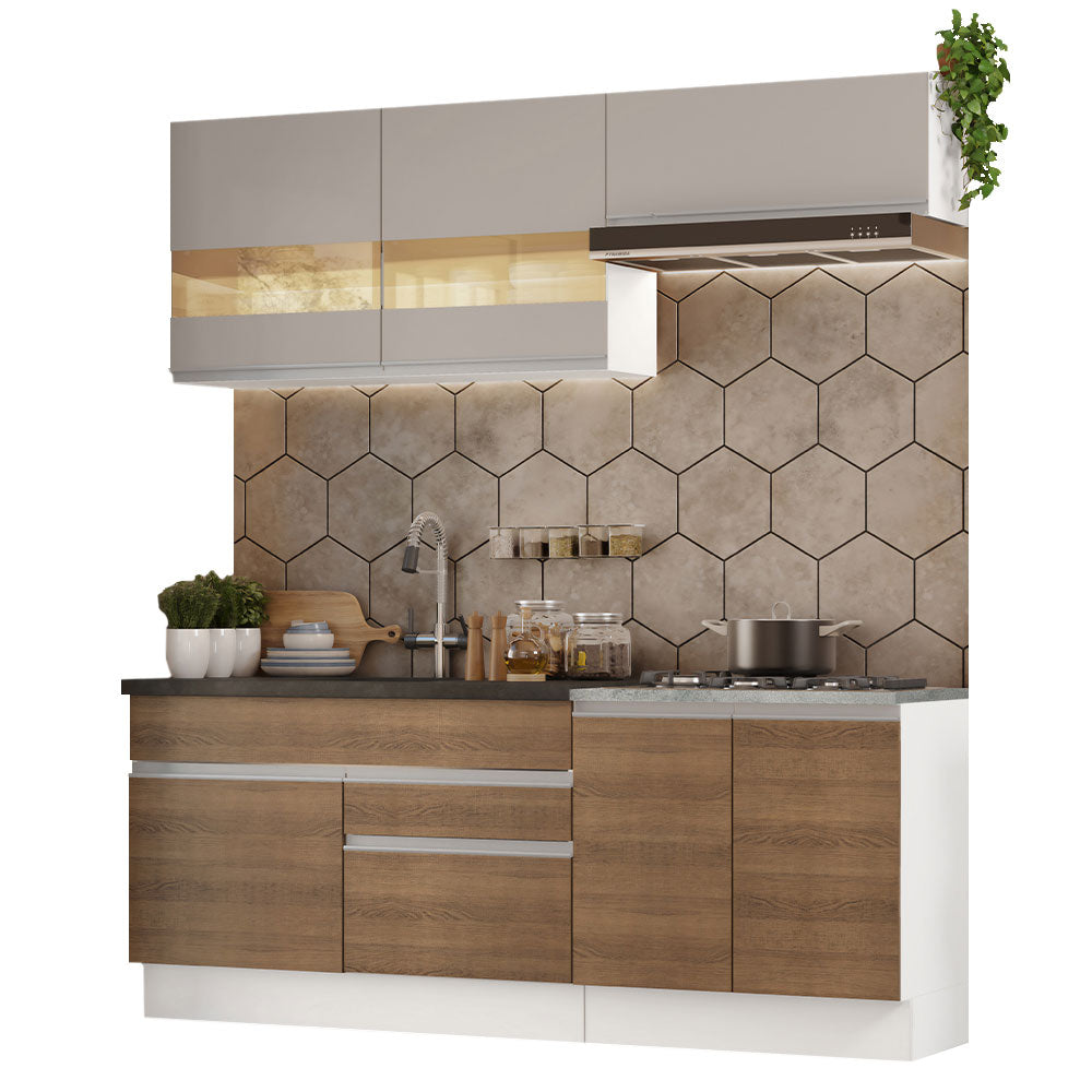 Combo de Cocina Madesa Glamy 200cm Blanco/Marrón/Crema 07
