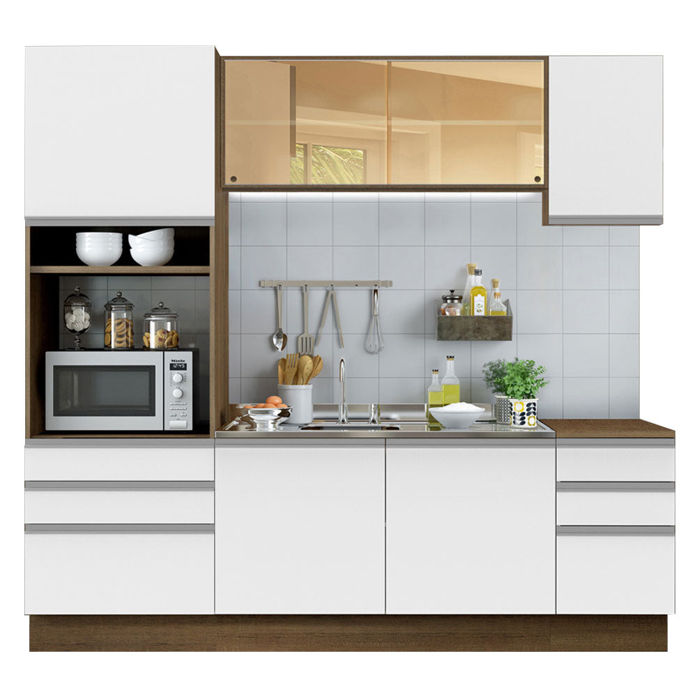 Combo completo de Cocina 220cm Marrón/Blanco Glamy Madesa 01