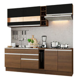 Combo completo de Cocina Madesa Glamy 220cm Marrón/Marrón/Negro 02