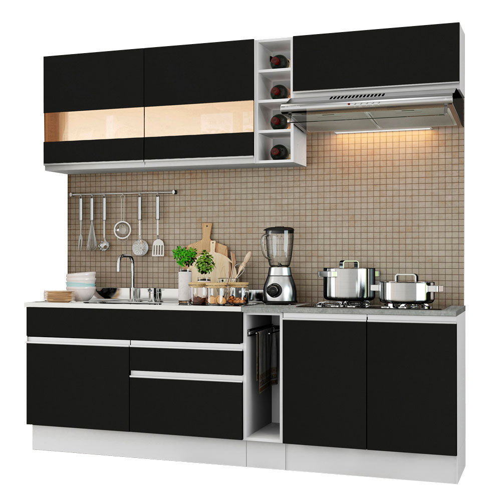 Combo completo de Cocina Compacta Madesa Glamy 220cm Blanco/Negro 02