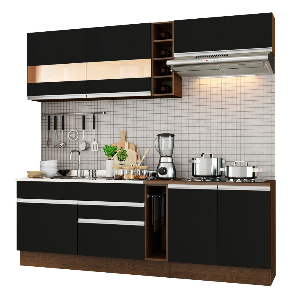 Combo completo de Cocina Madesa Glamy 220cm Marrón/Negro 02