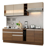 Combo completo de Cocina Madesa Glamy 220cm Marrón/Marrón/Crema 02