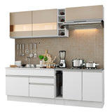 Combo completo de Cocina Compacta Madesa Glamy 220cm Blanco/Blanco/Crema 02