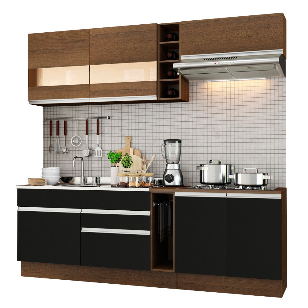 Combo completo de Cocina Madesa Glamy 220cm Marrón/Negro/Marrón 02